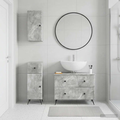 Set di armadietti da bagno in 3 pezzi BREDA Grigio Cemento