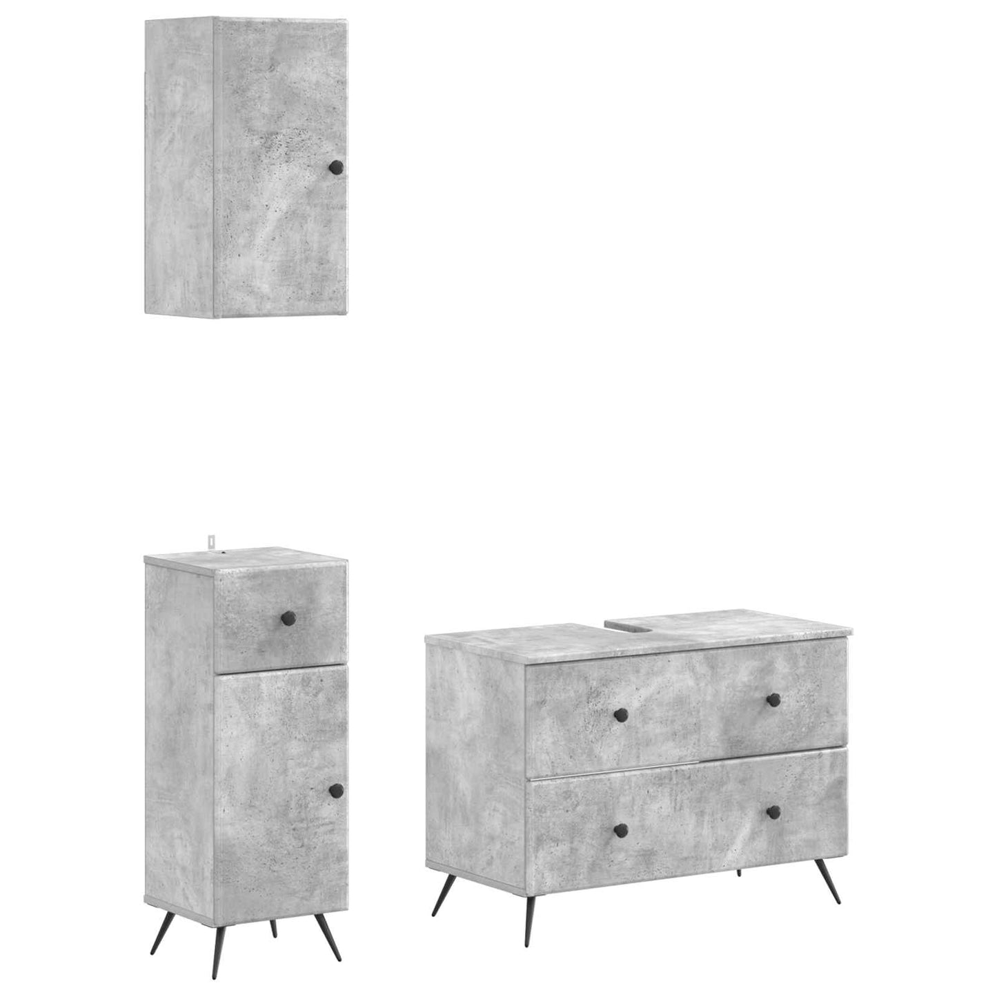 Set di armadietti da bagno in 3 pezzi BREDA Grigio Cemento