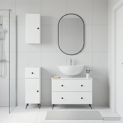 Set di armadietti da bagno in 3 pezzi BREDA Bianco Lucido