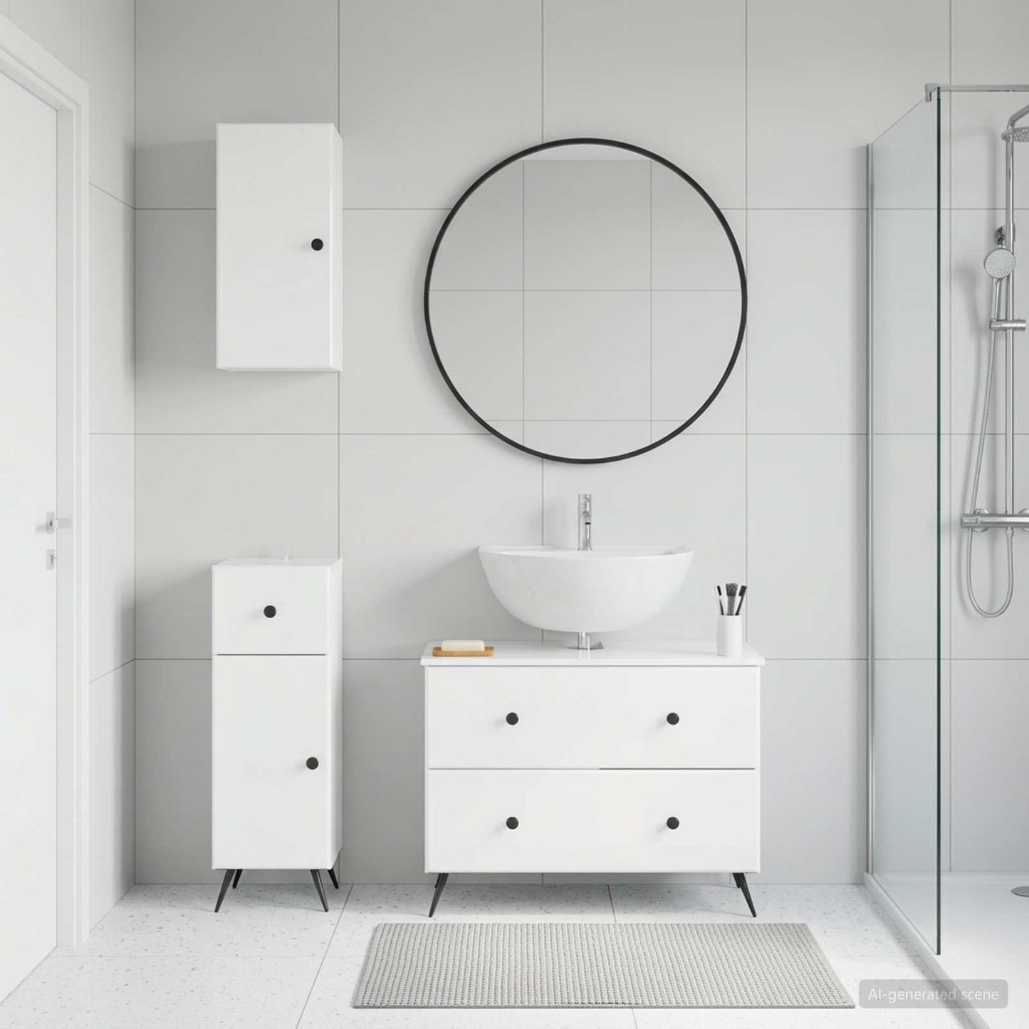Set di armadietti da bagno in 3 pezzi BREDA Bianco Lucido