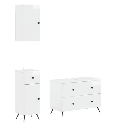 Set di armadietti da bagno in 3 pezzi BREDA Bianco Lucido