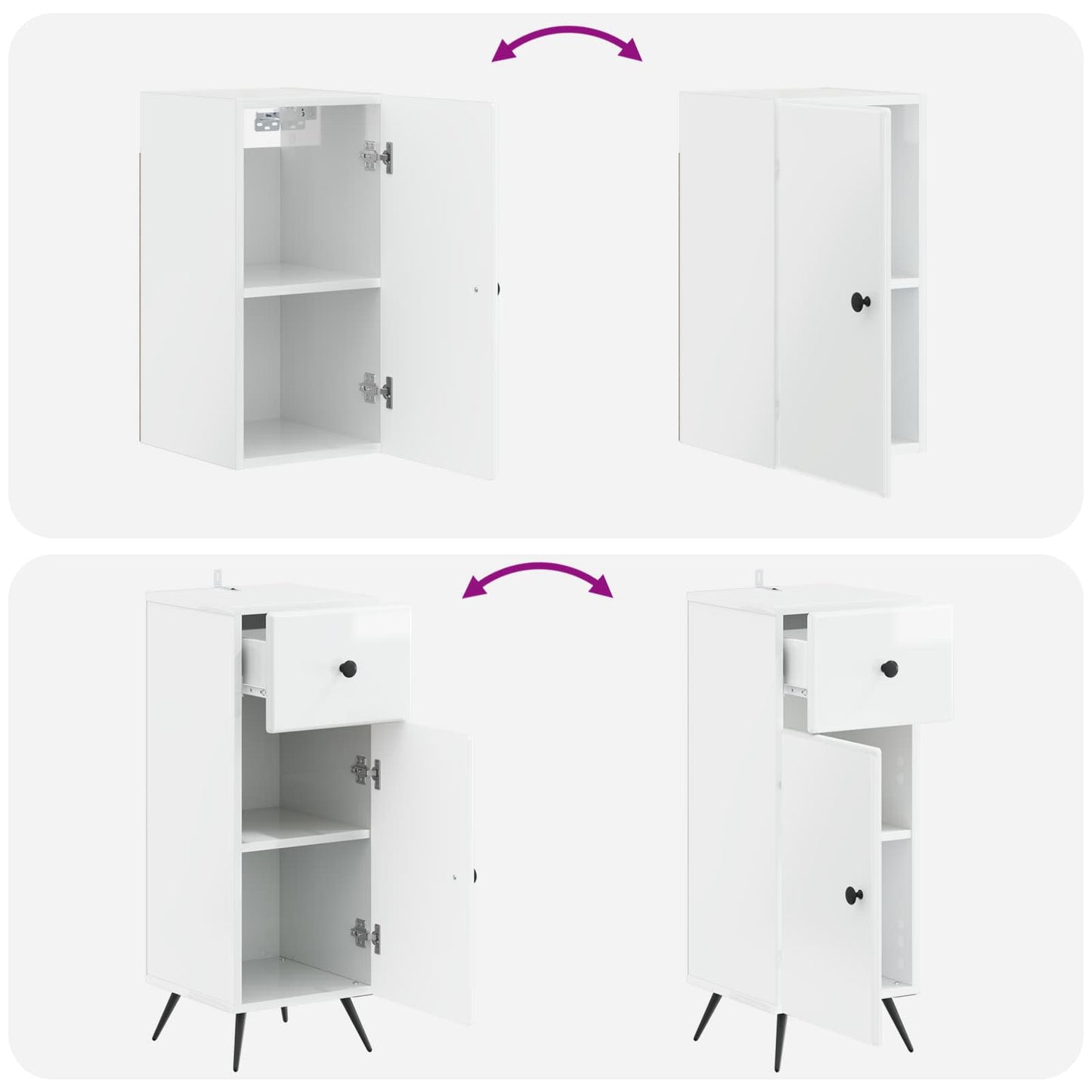 Set di armadietti da bagno in 3 pezzi BREDA Bianco Lucido