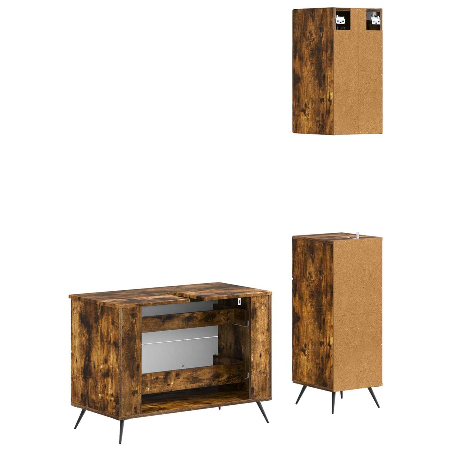 Set di armadietti da bagno in 3 pezzi BREDA Rovere Fumo