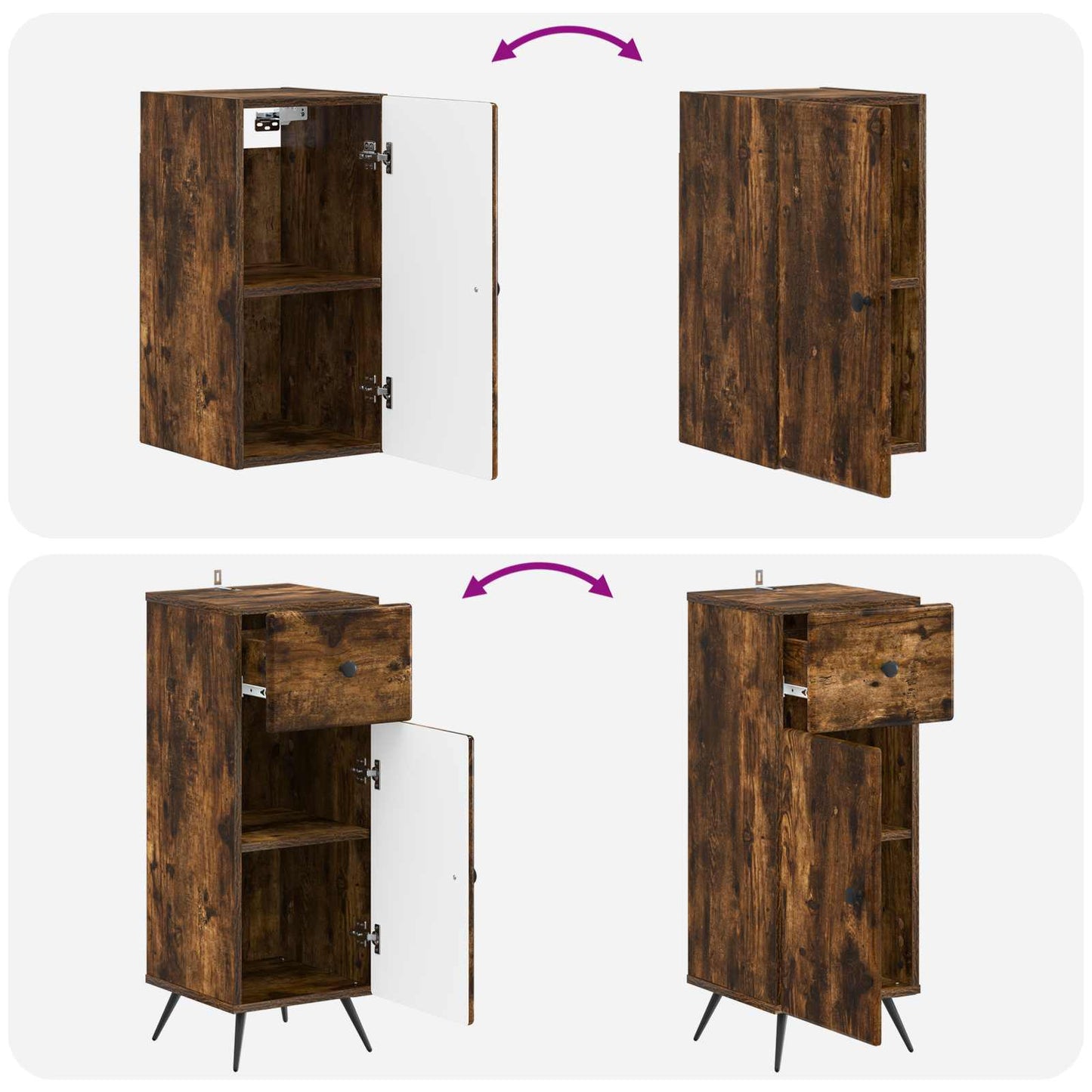 Set di armadietti da bagno in 3 pezzi BREDA Rovere Fumo