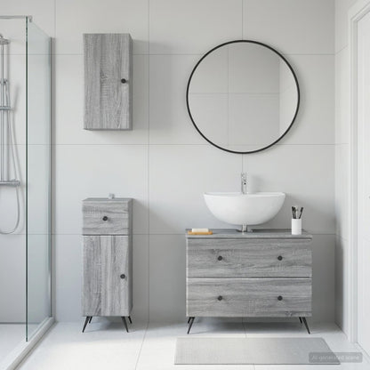 Set di armadietti da bagno in 3 pezzi BREDA Sonoma grigio