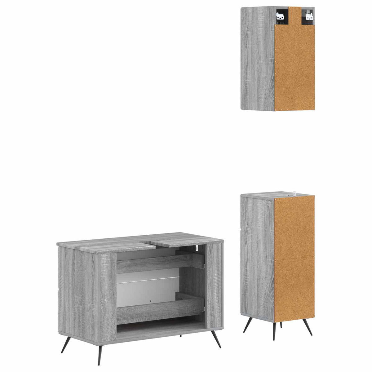Set di armadietti da bagno in 3 pezzi BREDA Sonoma grigio