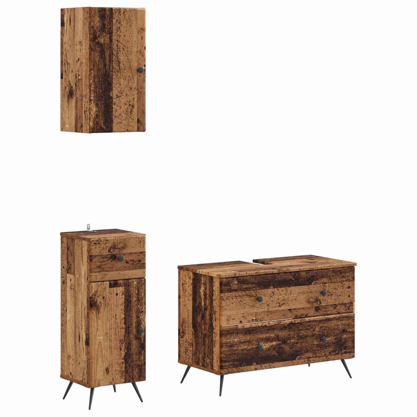 Set di armadietti da bagno in 3 pezzi BREDA Legno antico