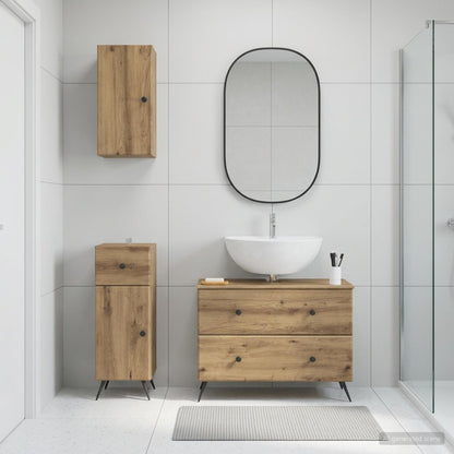 Set di armadietti da bagno in 3 pezzi BREDA Rovere Artigianale