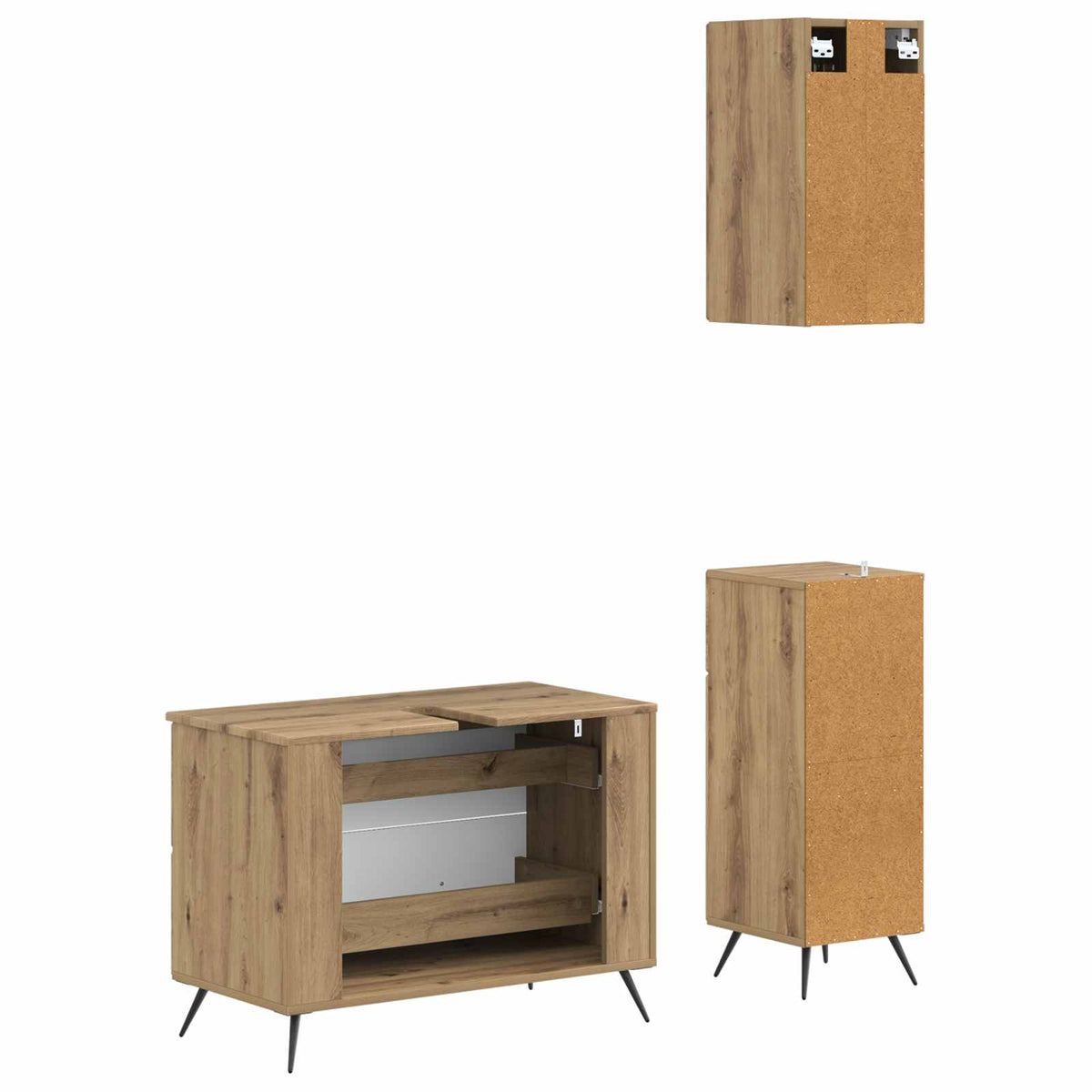 Set di armadietti da bagno in 3 pezzi BREDA Rovere Artigianale