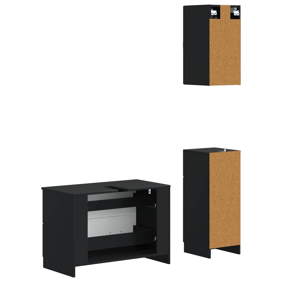 Set di armadietti da bagno in 3 pezzi UTRECHT Nero