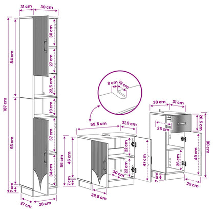 Set di armadietti da bagno in 3 pezzi HOORN | homemem39