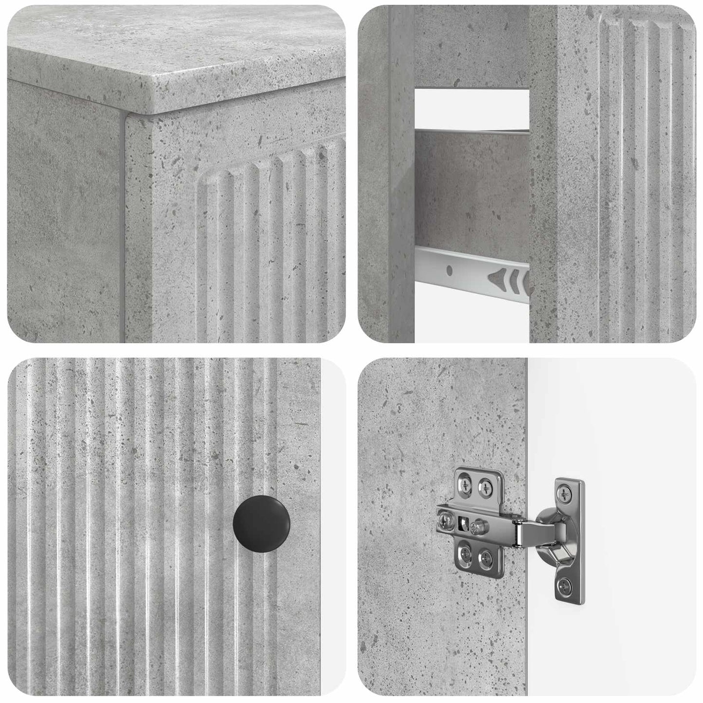 Set di Mobili da Bagno da 4 Pezzi EDE Grigio Cemento | homemem39