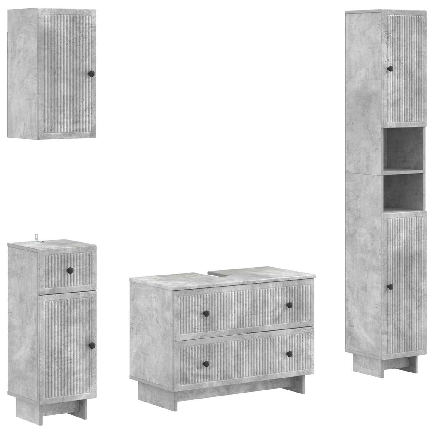Set di Mobili da Bagno da 4 Pezzi EDE Grigio Cemento