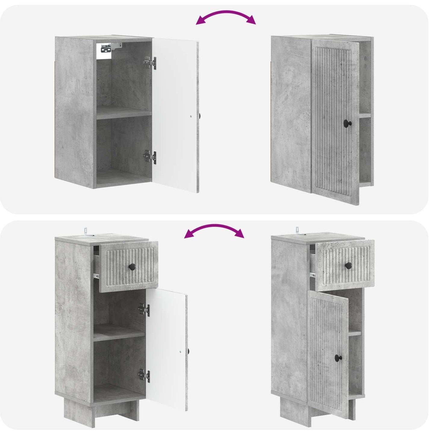 Set di Mobili da Bagno da 4 Pezzi EDE Grigio Cemento | homemem39