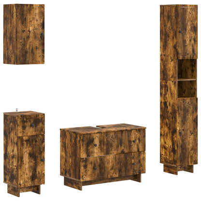 Set di Mobili da Bagno da 4 Pezzi EDE Rovere Fumo | homemem39