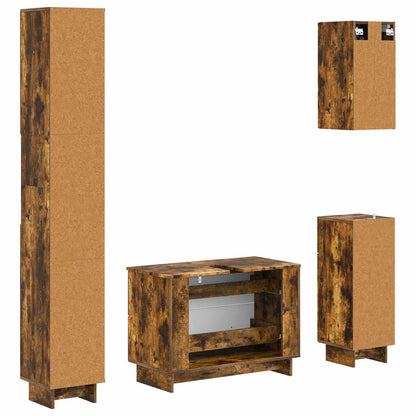 Set di Mobili da Bagno da 4 Pezzi EDE Rovere Fumo | homemem39