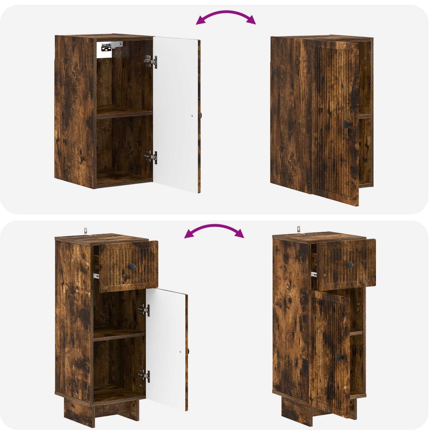 Set di Mobili da Bagno da 4 Pezzi EDE Rovere Fumo | homemem39