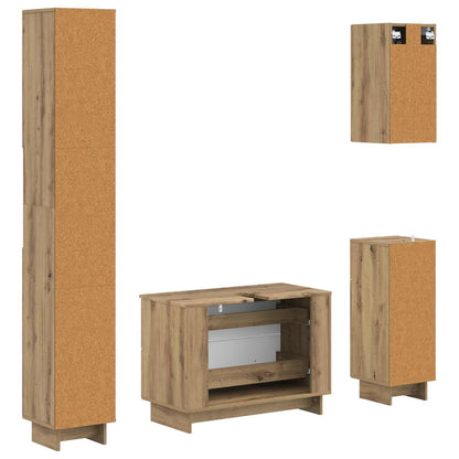 Set di Mobili da Bagno da 4 Pezzi EDE Rovere Artigianale | homemem39
