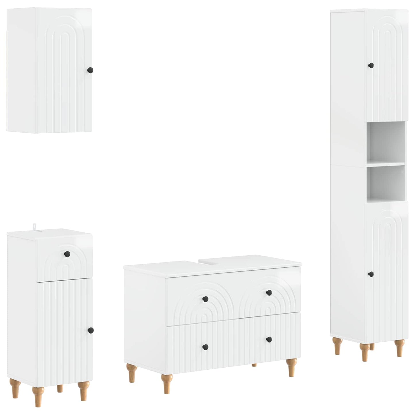Set di Mobili da Bagno da 4 Pezzi ALKMAAR Bianco Lucido | homemem39