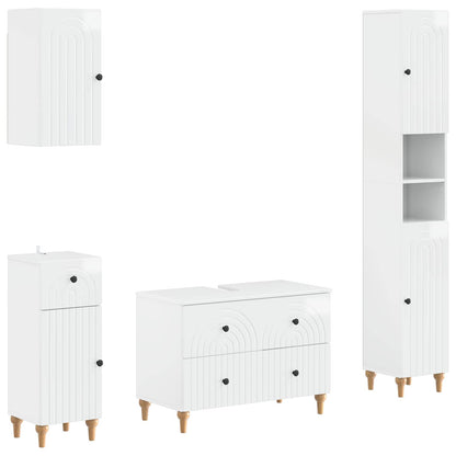 Set di Mobili da Bagno da 4 Pezzi ALKMAAR Bianco Lucido | homemem39