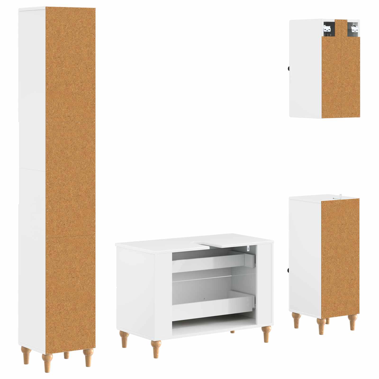 Set di Mobili da Bagno da 4 Pezzi ALKMAAR Bianco Lucido | homemem39