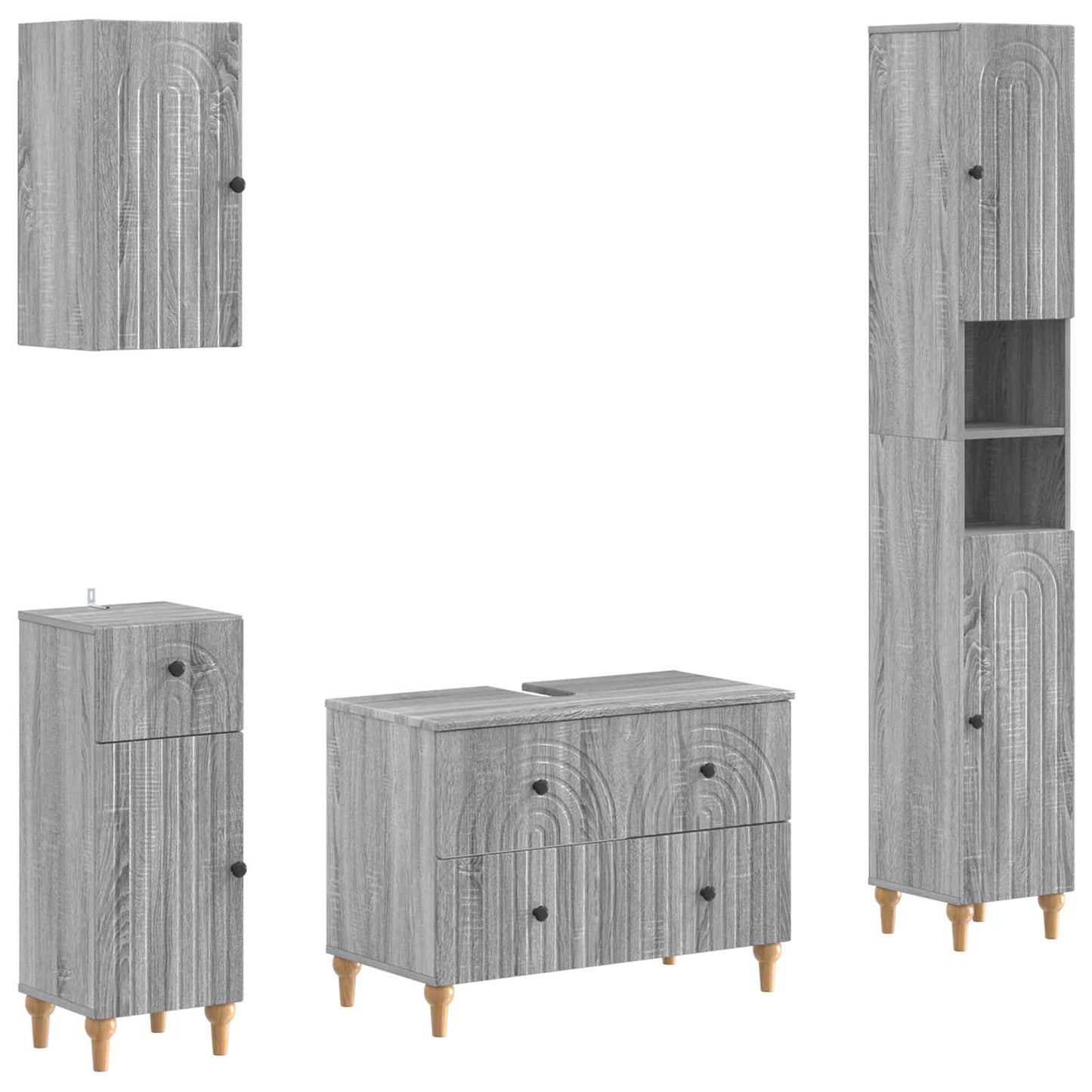 Set di Mobili da Bagno da 4 Pezzi ALKMAAR Sonoma grigio | homemem39