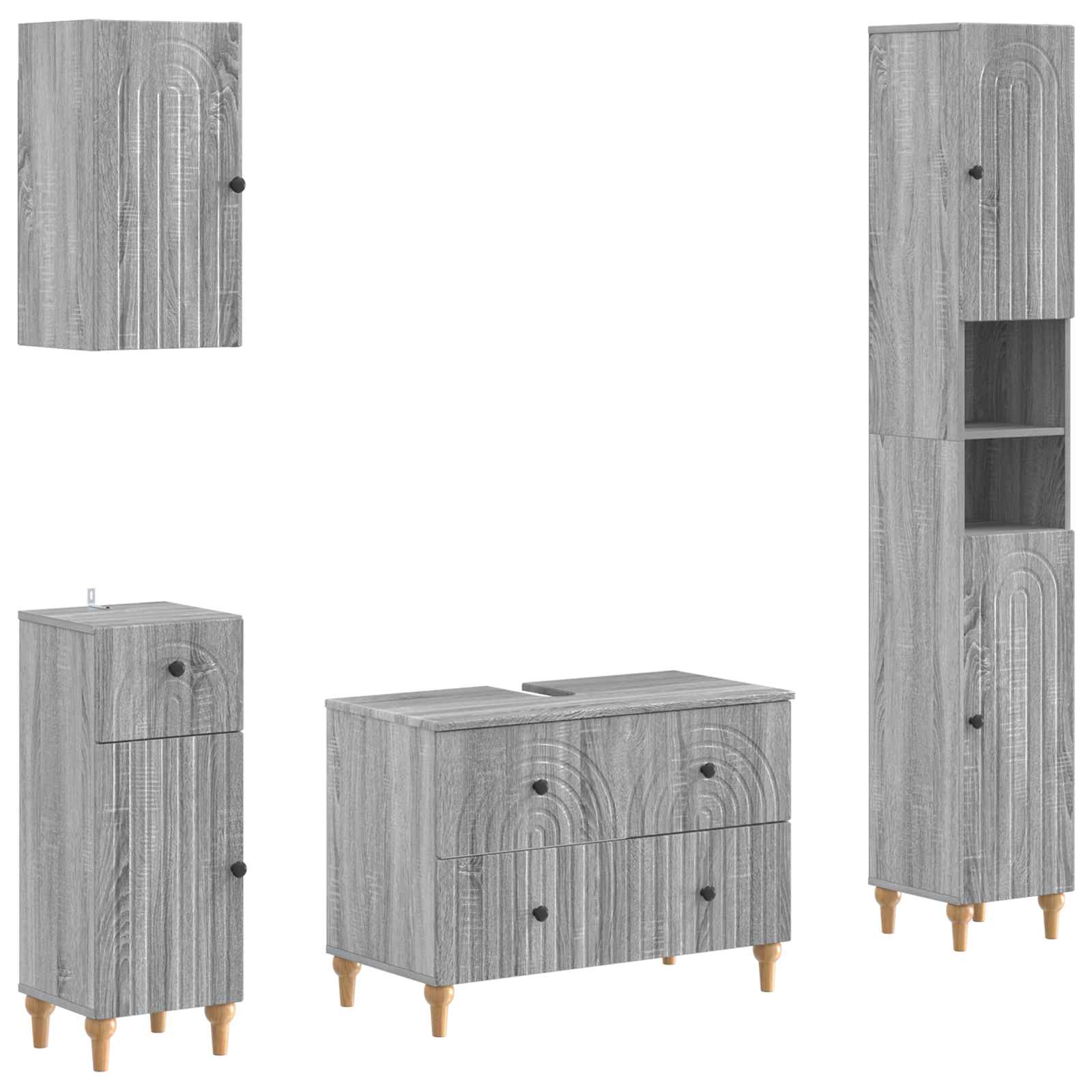 Set di Mobili da Bagno da 4 Pezzi ALKMAAR Sonoma grigio | homemem39