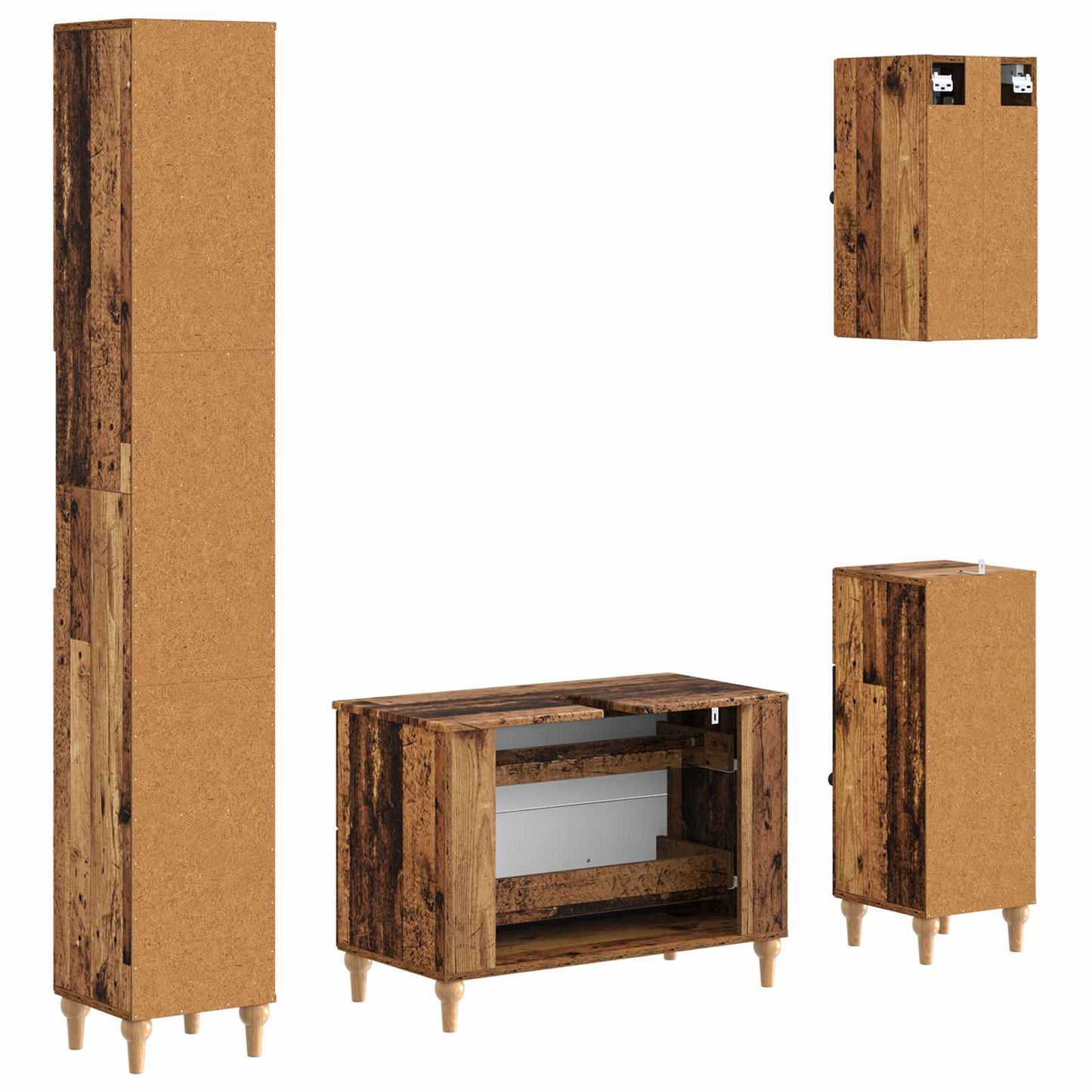 Set di Mobili da Bagno da 4 Pezzi ALKMAAR Legno antico | homemem39