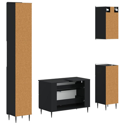 Set di Mobili da Bagno da 4 Pezzi ZWOLLE Nero | homemem39