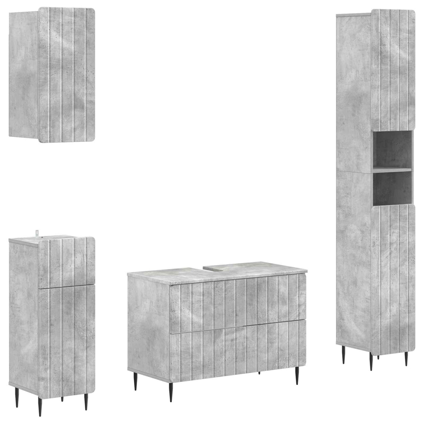 Set di Mobili da Bagno da 4 Pezzi ZWOLLE Grigio Cemento | homemem39