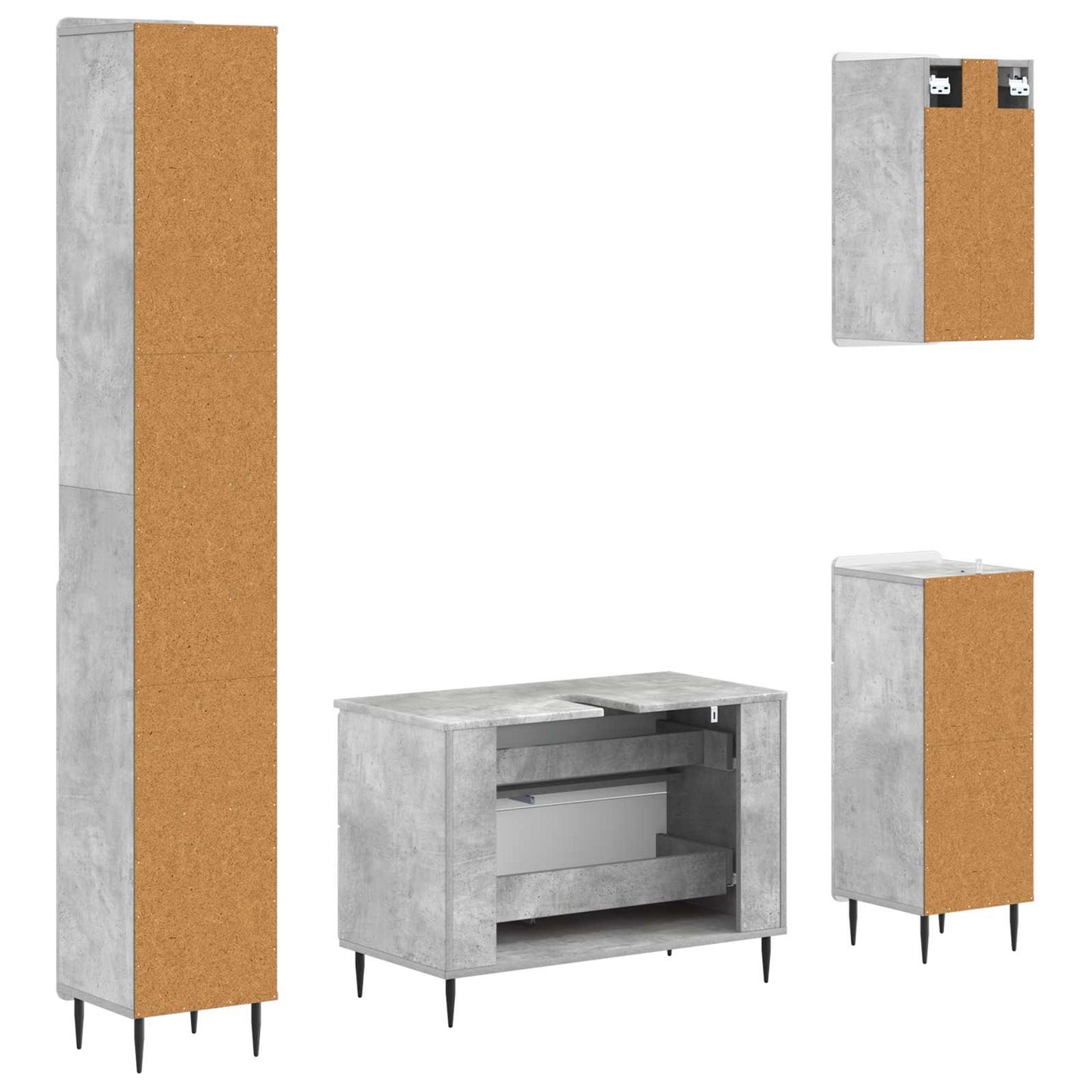 Set di Mobili da Bagno da 4 Pezzi ZWOLLE Grigio Cemento | homemem39