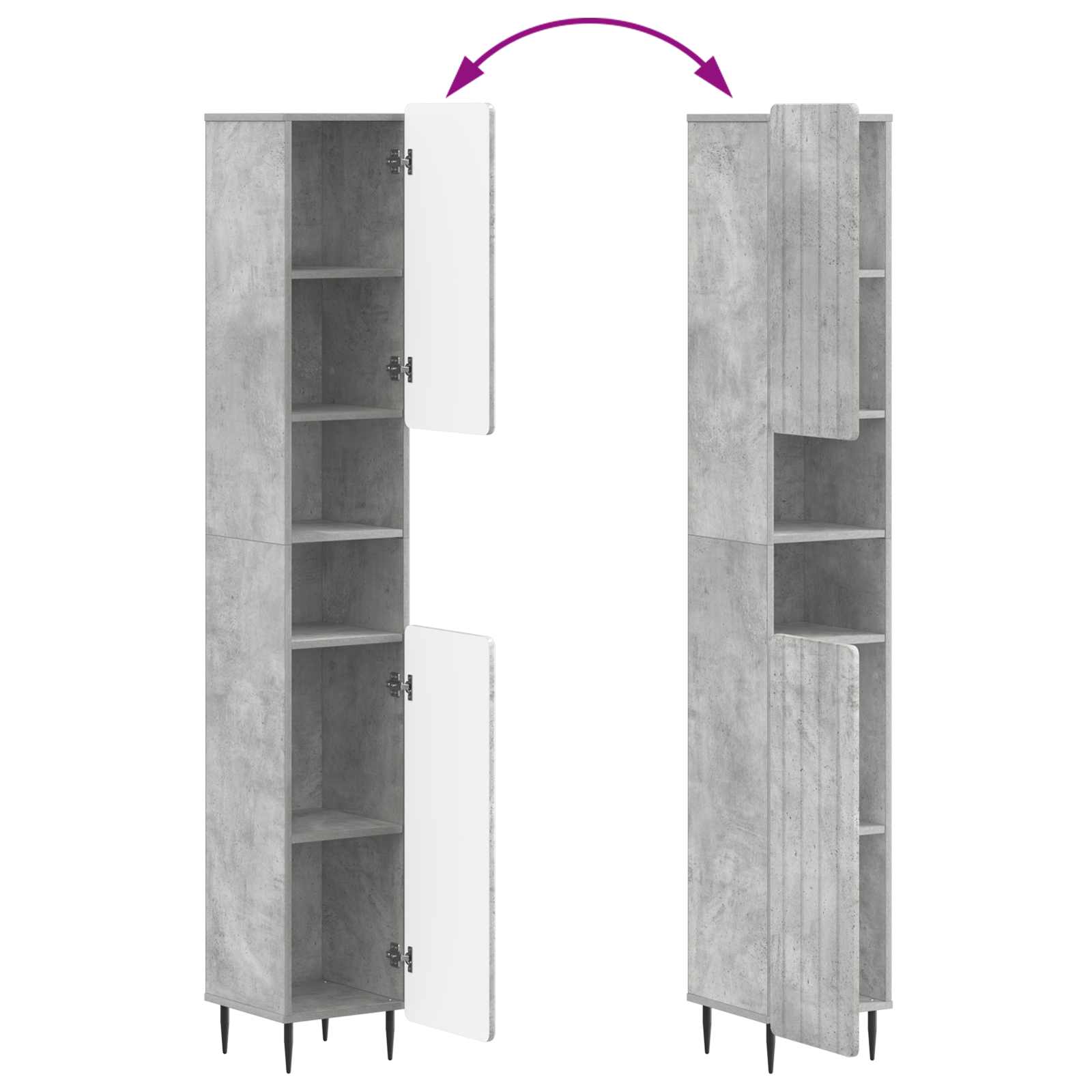 Set di Mobili da Bagno da 4 Pezzi ZWOLLE Grigio Cemento | homemem39