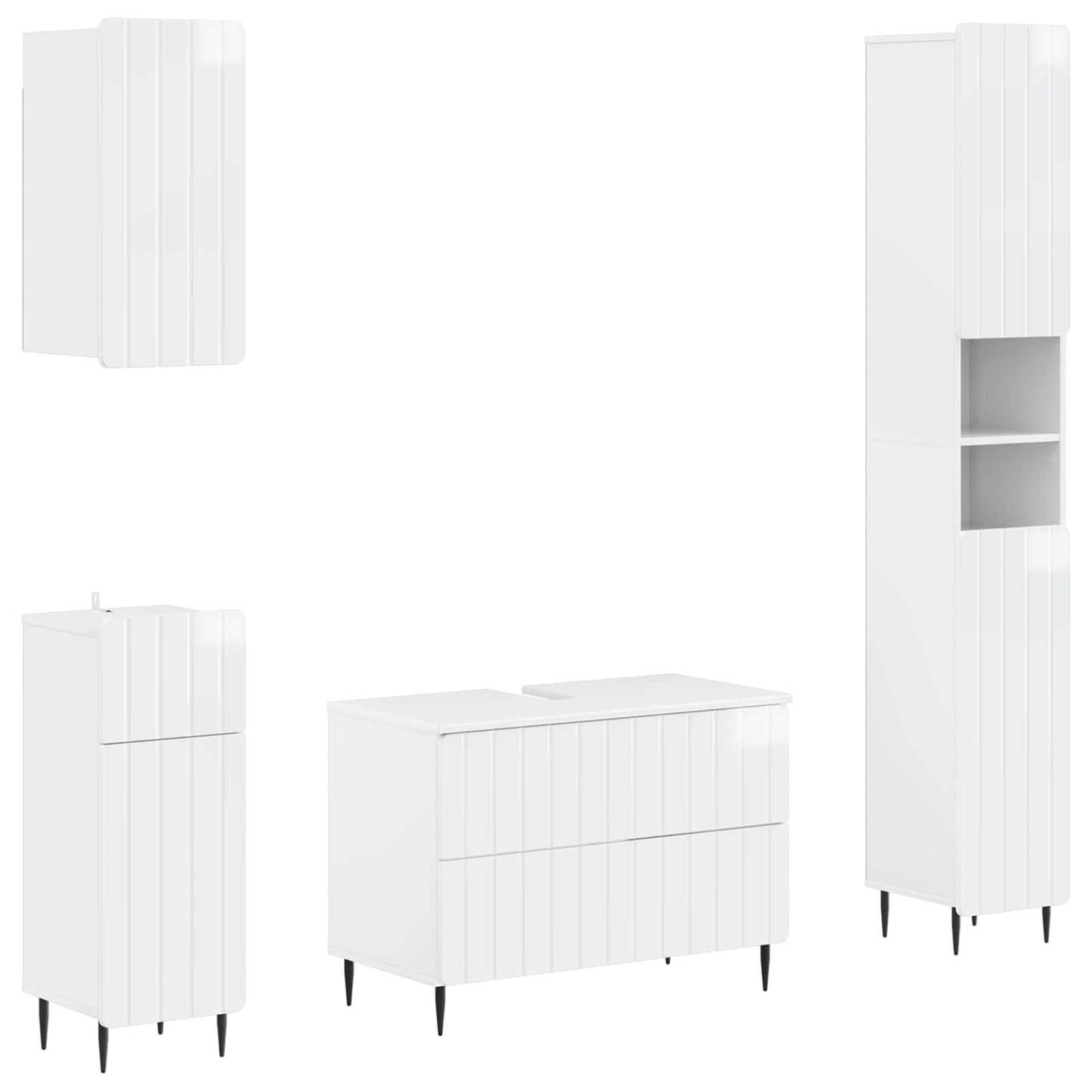 Set di Mobili da Bagno da 4 Pezzi ZWOLLE Bianco Lucido | homemem39