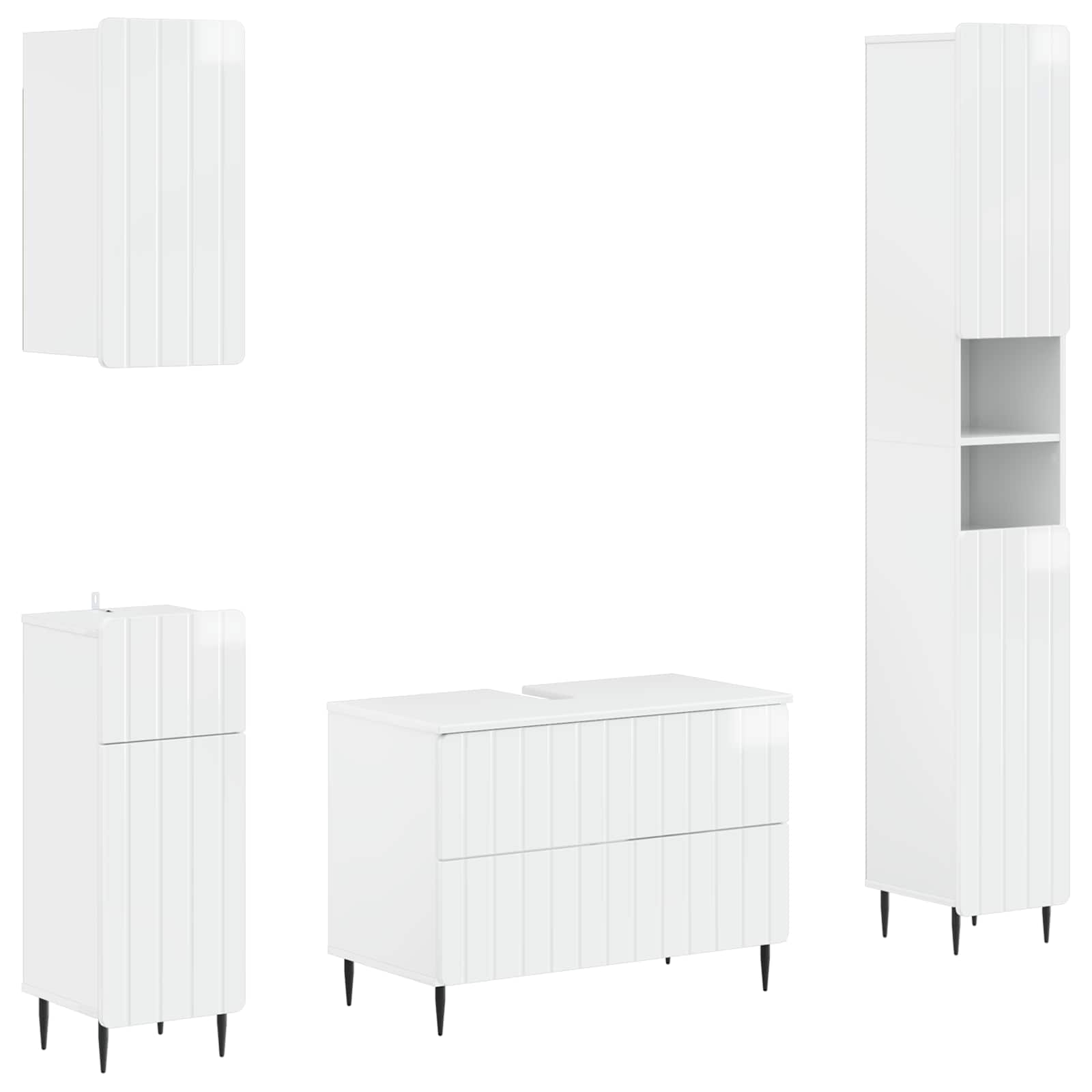 Set di Mobili da Bagno da 4 Pezzi ZWOLLE Bianco Lucido | homemem39