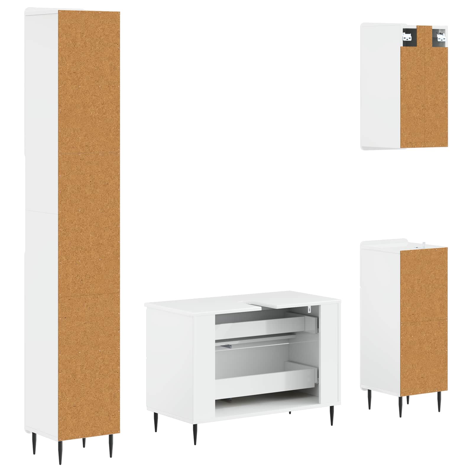 Set di Mobili da Bagno da 4 Pezzi ZWOLLE Bianco Lucido | homemem39