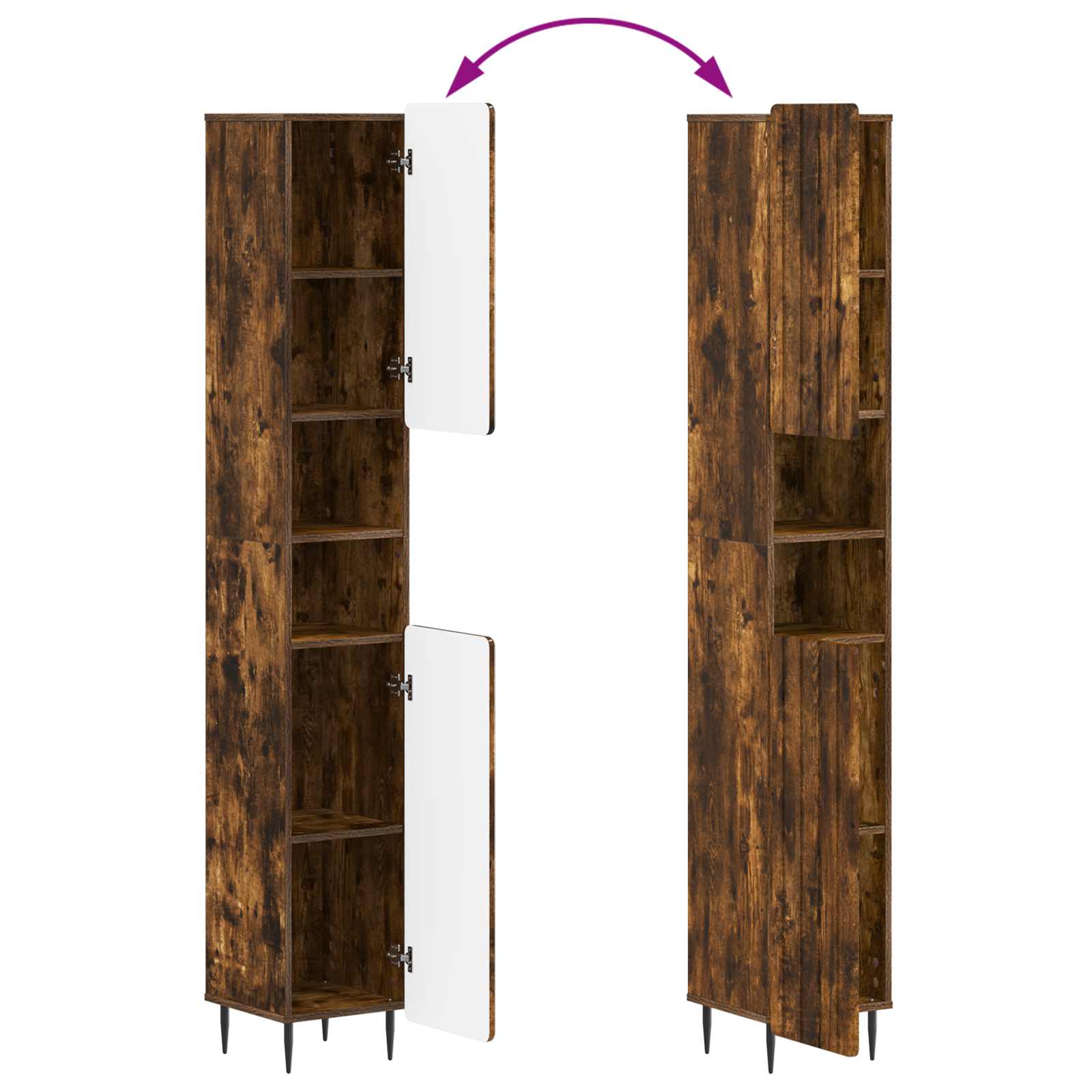 Set di Mobili da Bagno da 4 Pezzi ZWOLLE Rovere Fumo | homemem39