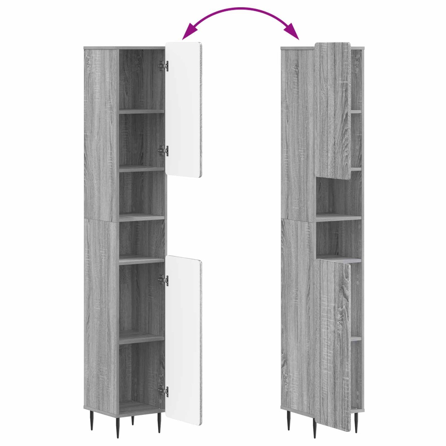 Set di Mobili da Bagno da 4 Pezzi ZWOLLE Sonoma grigio | homemem39