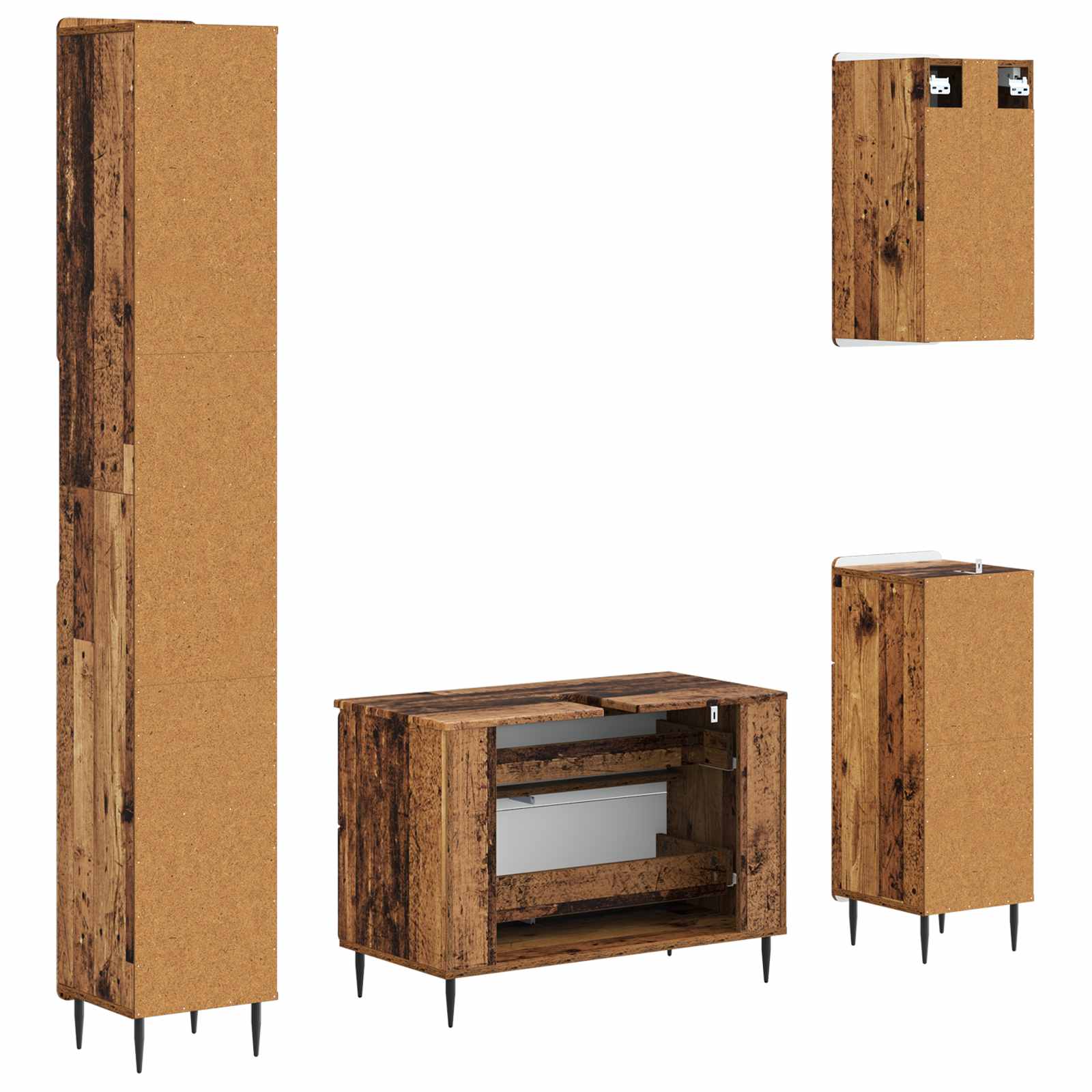 Set di Mobili da Bagno da 4 Pezzi ZWOLLE Legno antico | homemem39