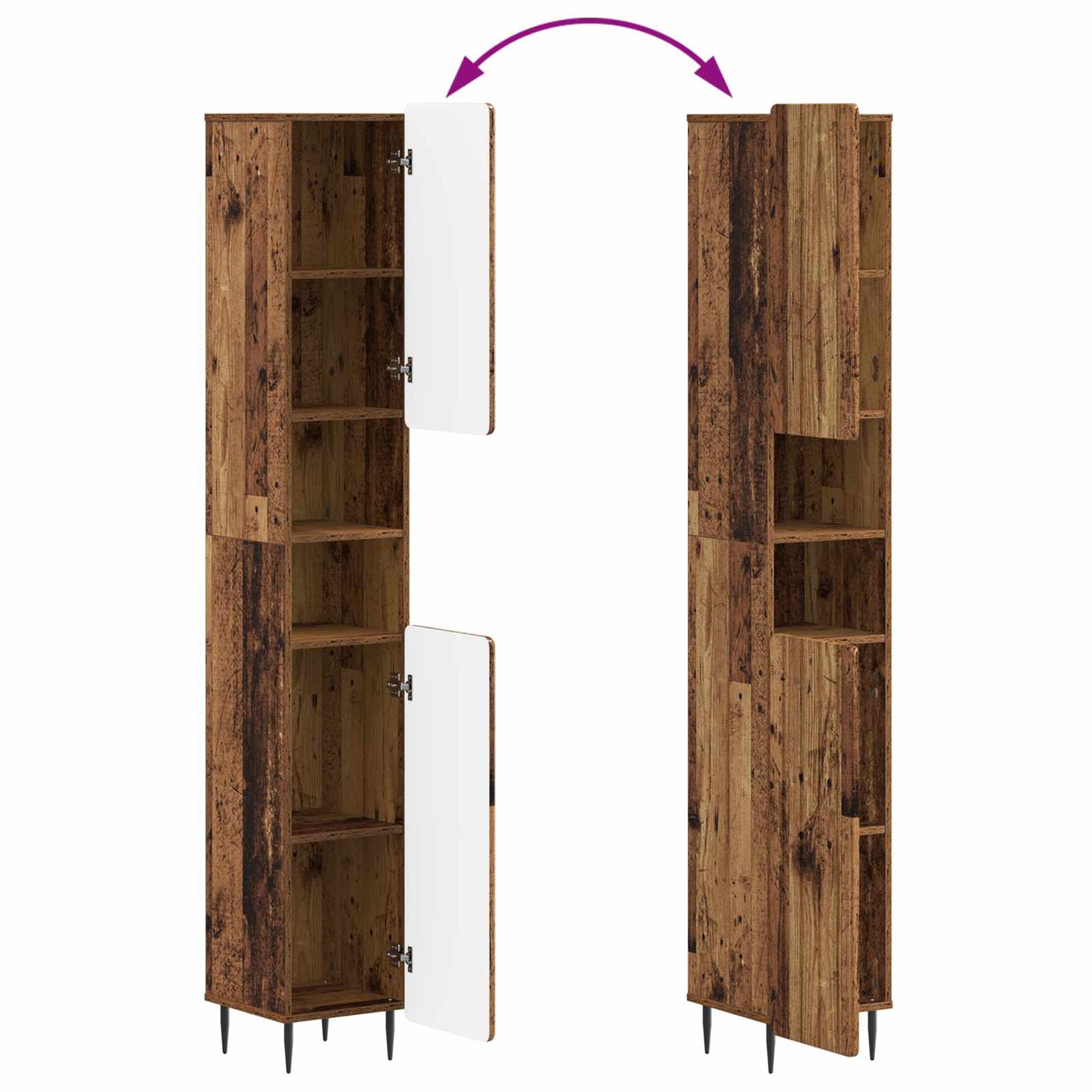 Set di Mobili da Bagno da 4 Pezzi ZWOLLE Legno antico | homemem39