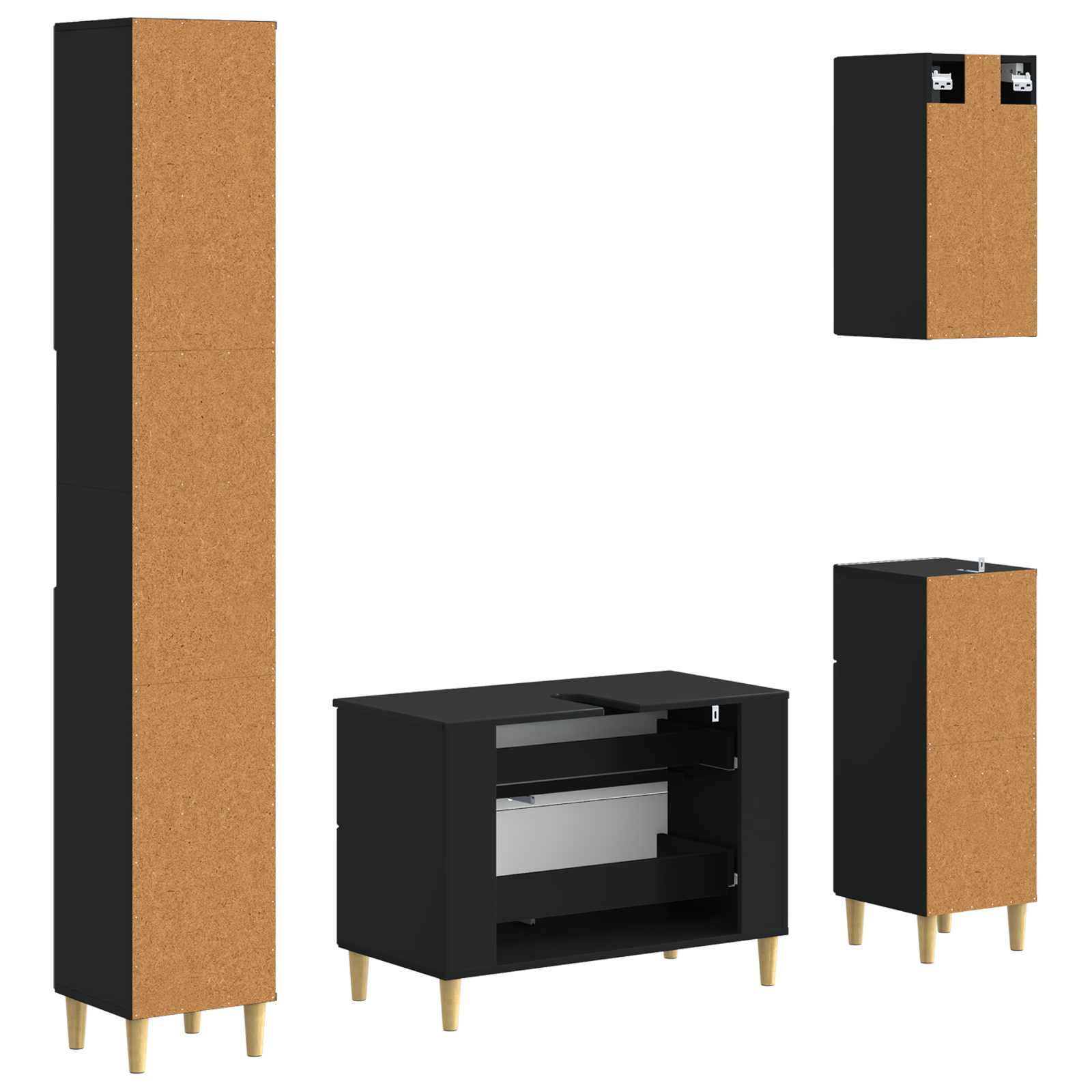 Set di Mobili da Bagno da 4 Pezzi ARNHEM Nero | homemem39