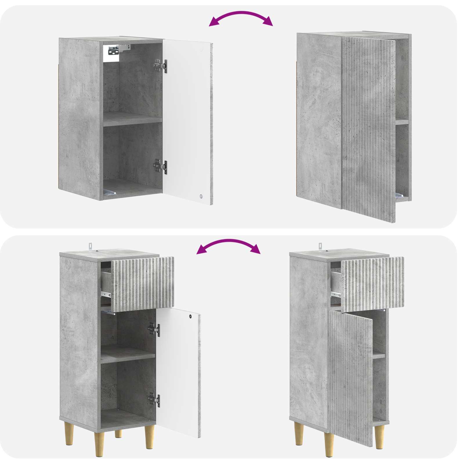 Set di Mobili da Bagno da 4 Pezzi ARNHEM Grigio Cemento | homemem39