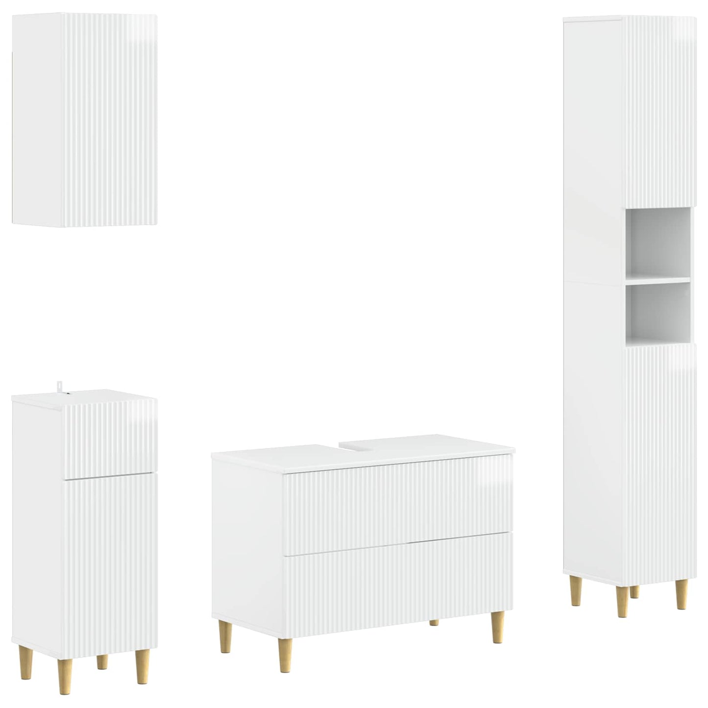 Set di Mobili da Bagno da 4 Pezzi ARNHEM Bianco Lucido | homemem39