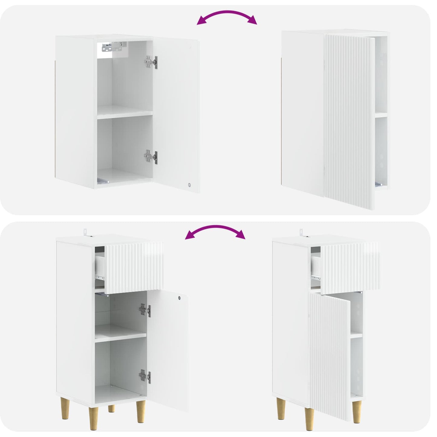 Set di Mobili da Bagno da 4 Pezzi ARNHEM Bianco Lucido | homemem39