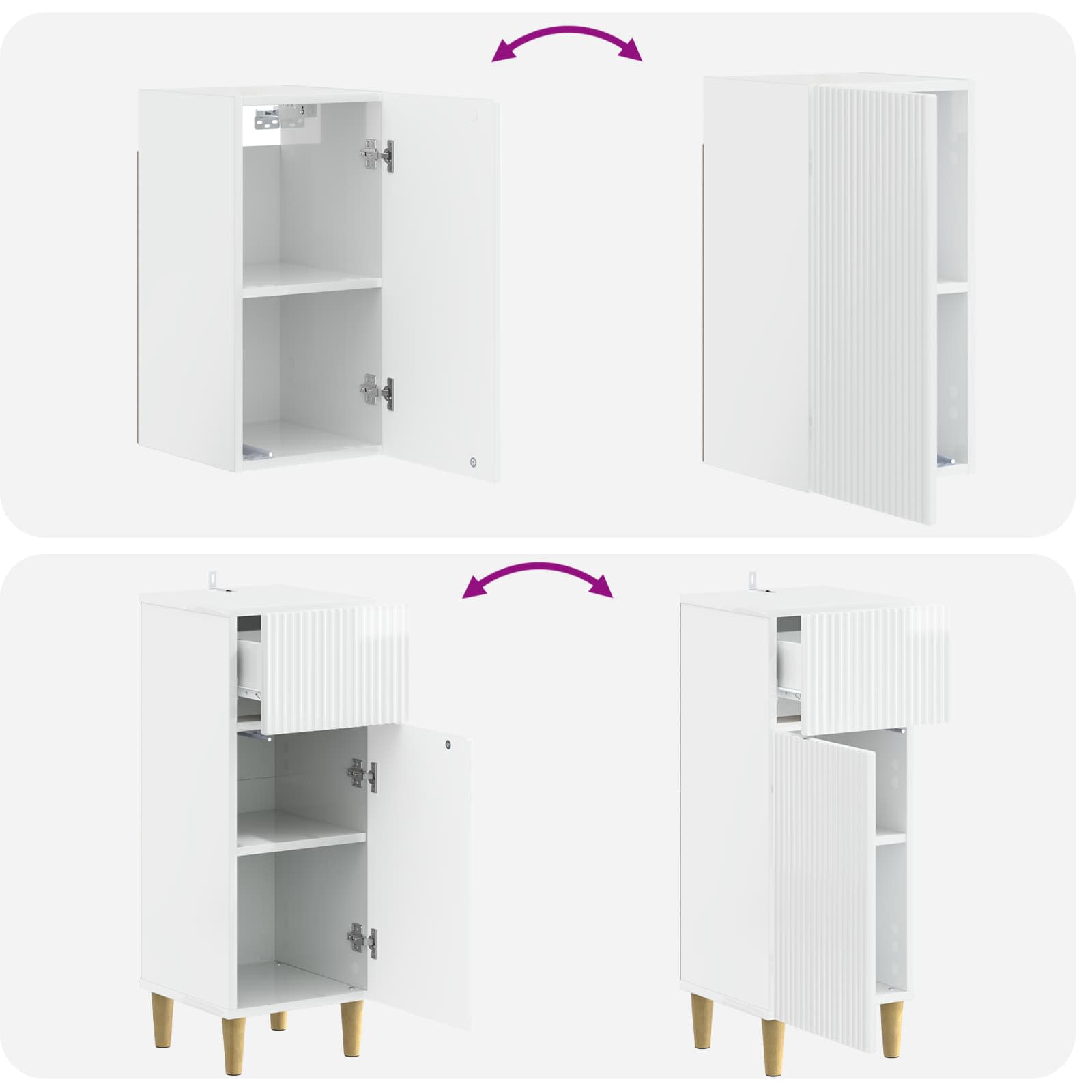 Set di Mobili da Bagno da 4 Pezzi ARNHEM Bianco Lucido | homemem39