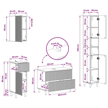 Set di Mobili da Bagno da 4 Pezzi ARNHEM Bianco Lucido | homemem39