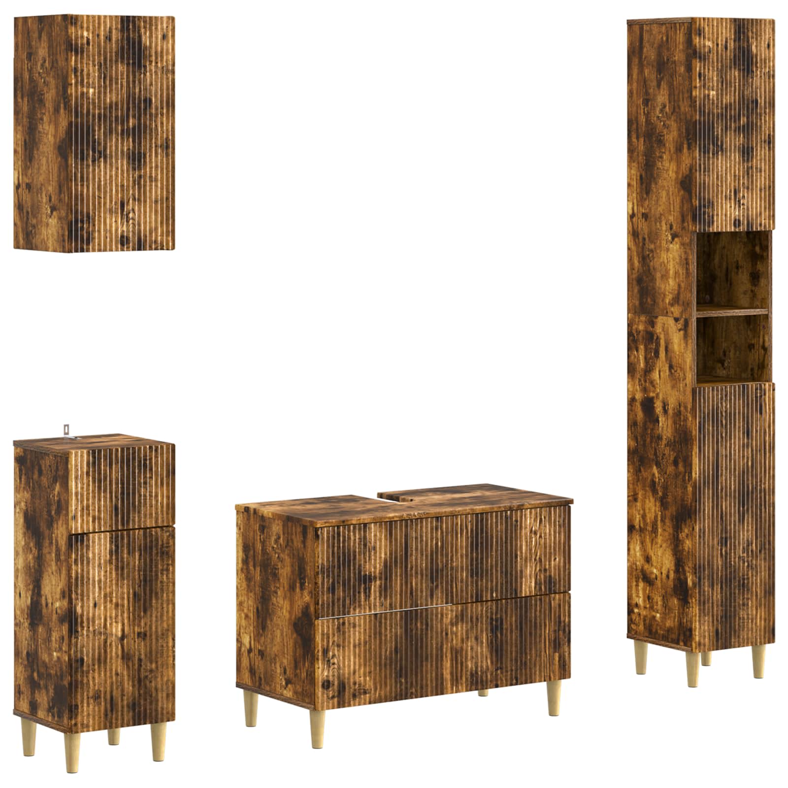 Set di Mobili da Bagno da 4 Pezzi ARNHEM Rovere Fumo | homemem39