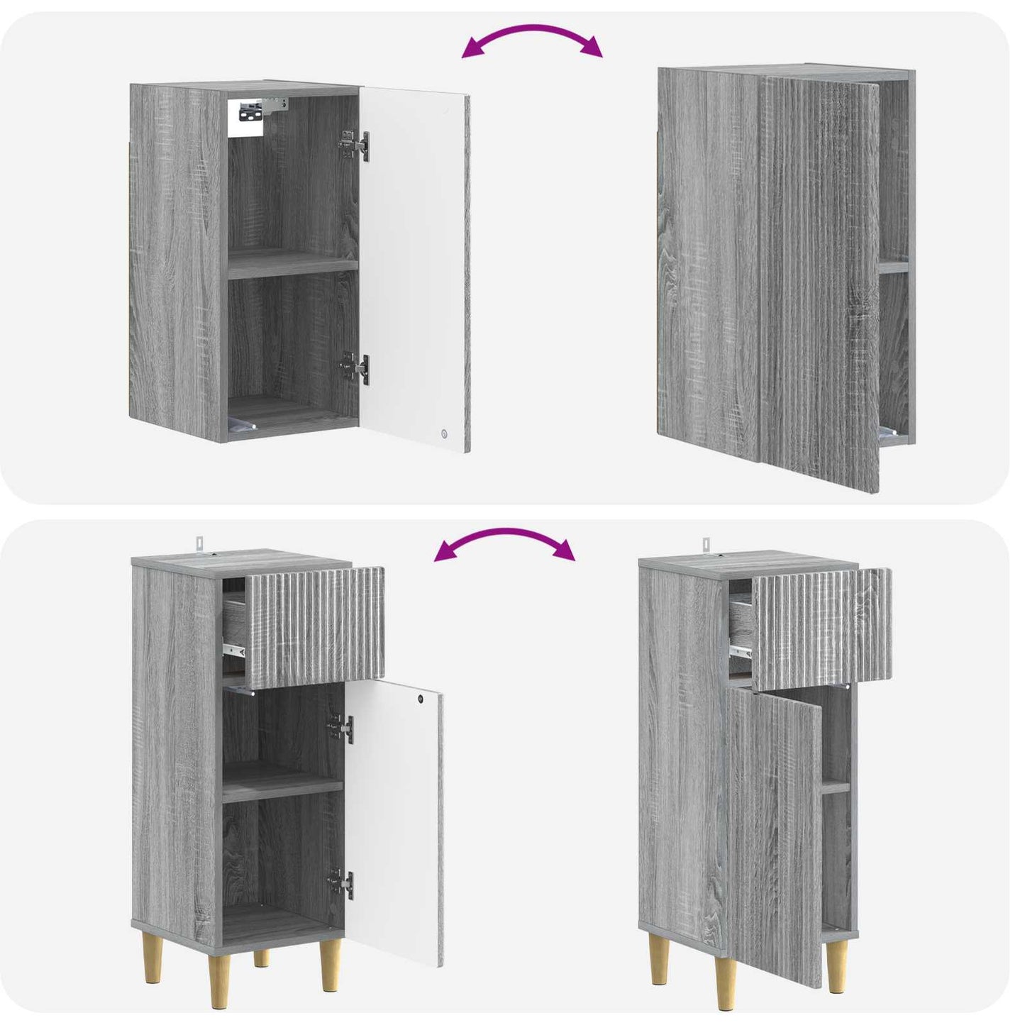 Set di Mobili da Bagno da 4 Pezzi ARNHEM Sonoma grigio | homemem39