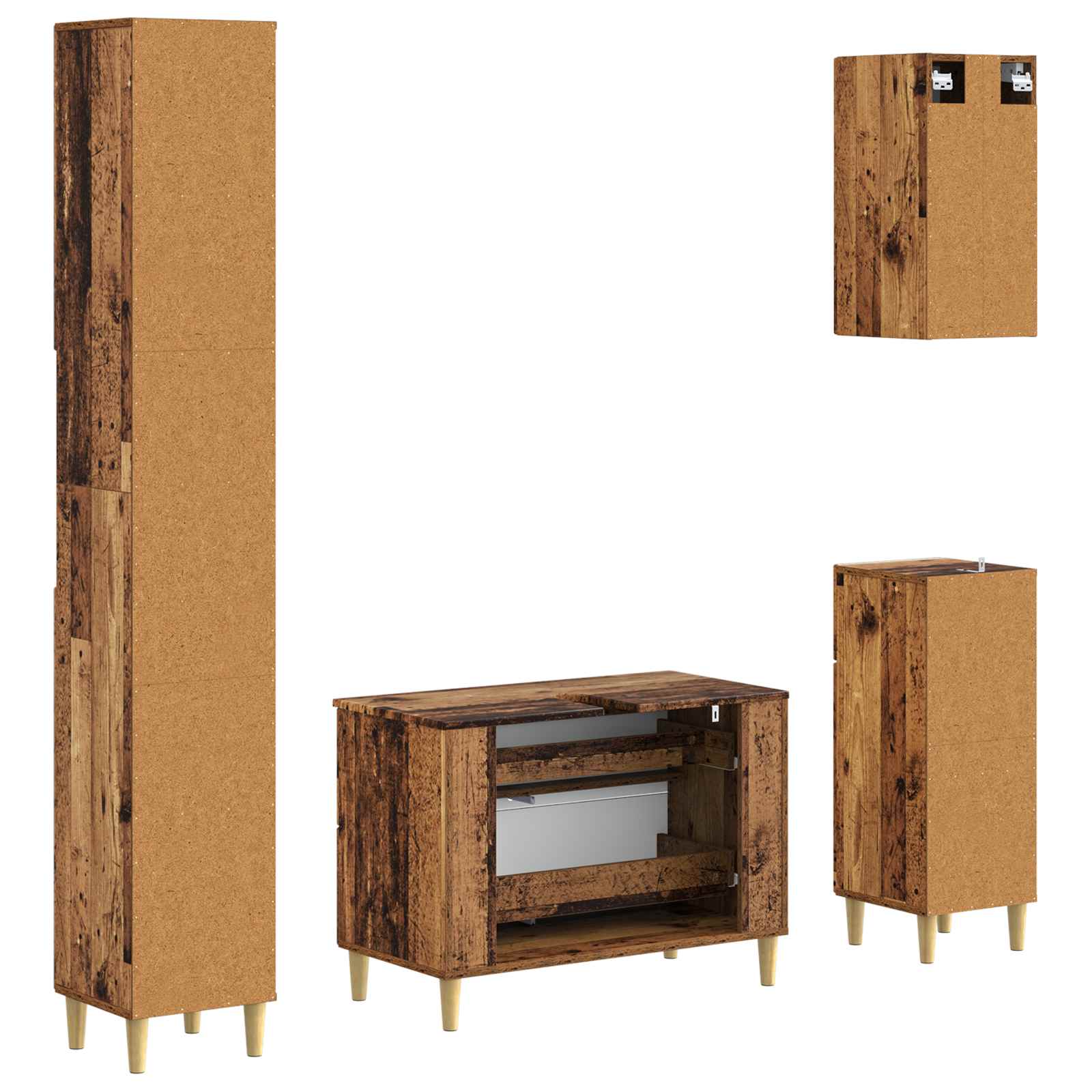 Set di Mobili da Bagno da 4 Pezzi ARNHEM Legno antico | homemem39
