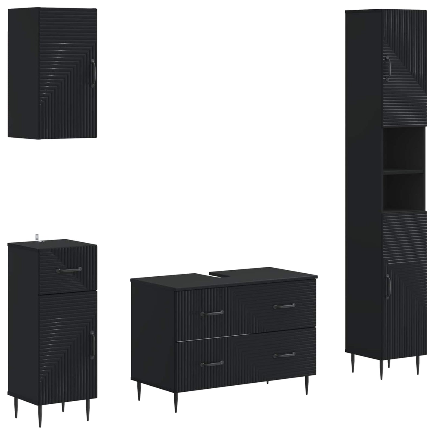 Set di Mobili da Bagno da 4 Pezzi HAARLEM Nero | homemem39