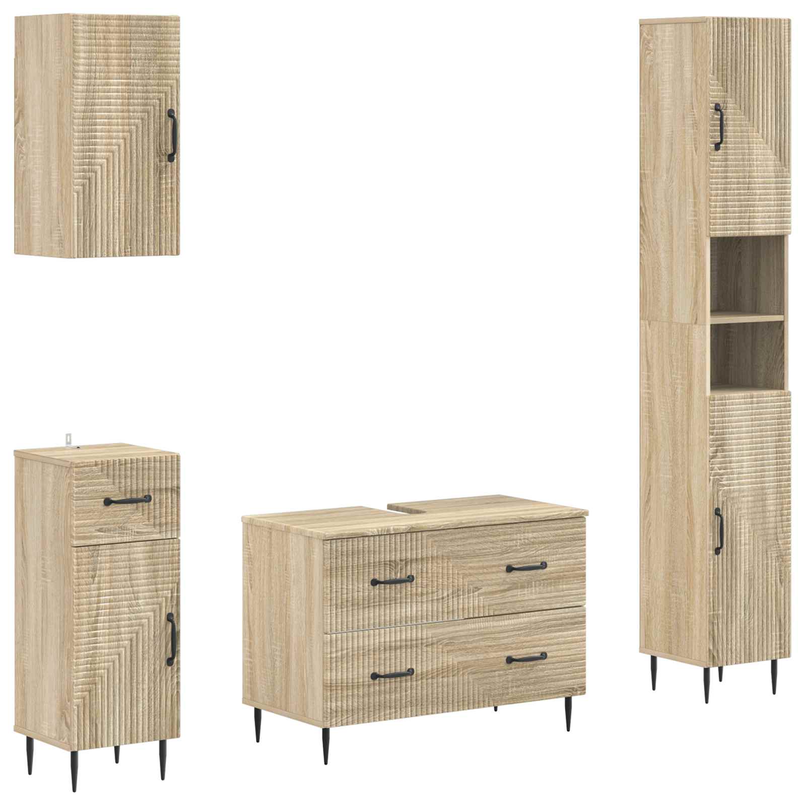 Set di Mobili da Bagno da 4 Pezzi HAARLEM Rovere Sonoma | homemem39